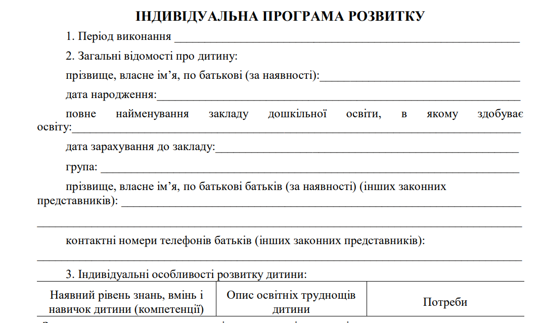 Індивідуальна програма розвитку скачати