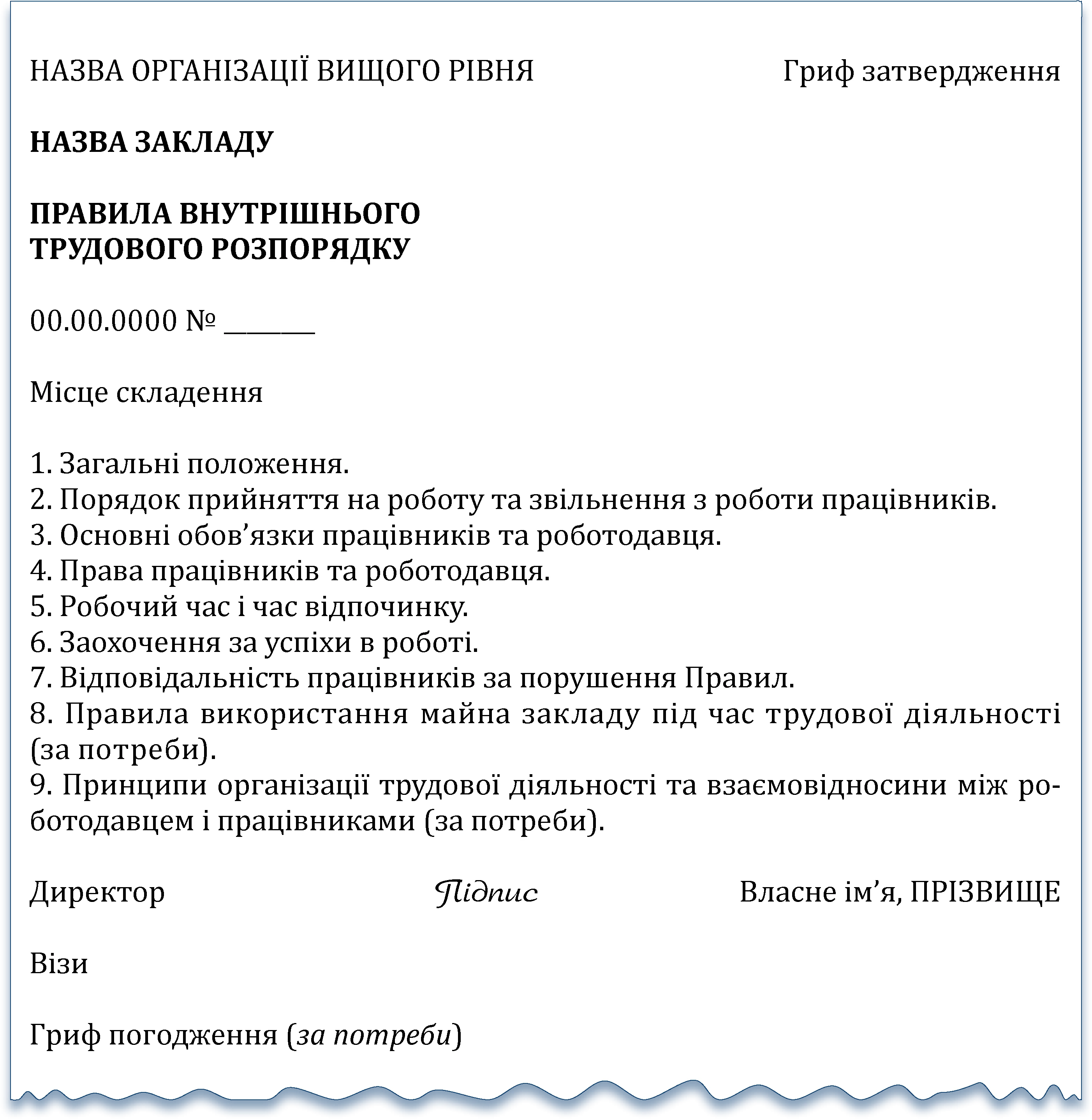Правила внутрішнього розпорядку закладу освіти