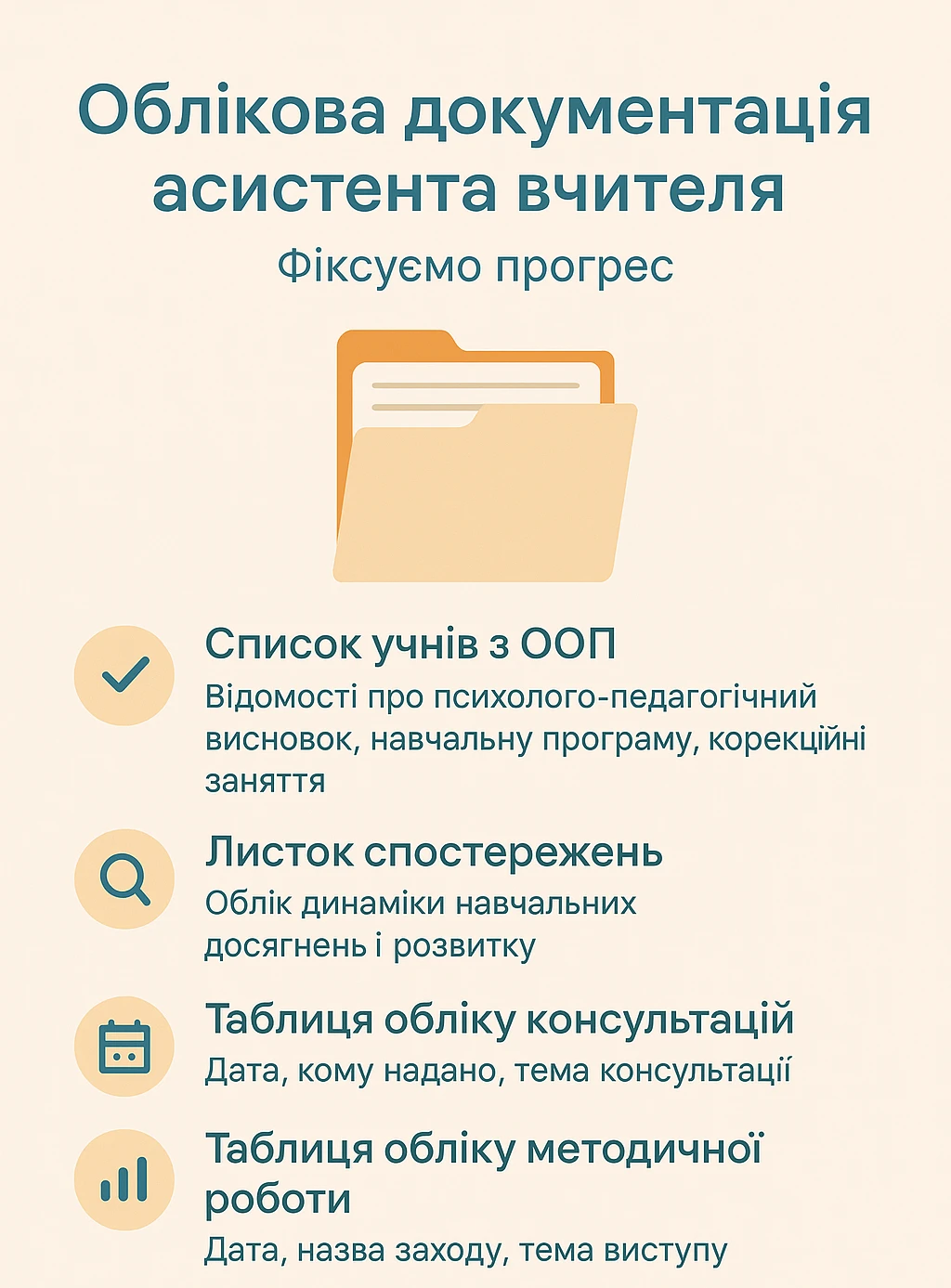 Документація асистента вчителя