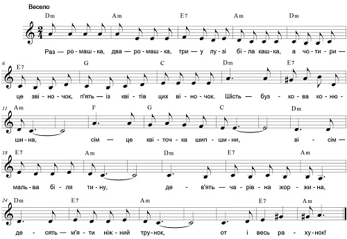 Пісня з нотами Дитячі пісні про літо