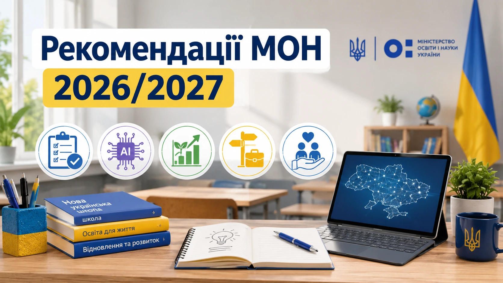 МОН надало школам рекомендації на 2026/2027 навчальний рік: оцінювання, ШІ, освітні втрати та профорієнтація