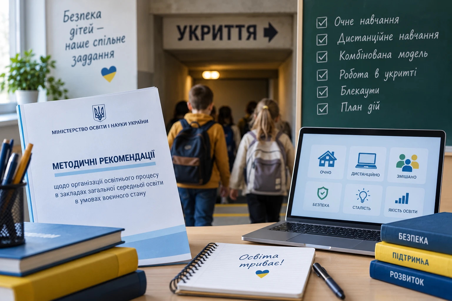 МОН дало школам нові рекомендації щодо навчання під час війни: як діяти під час тривог, блекаутів і переходу між форматами
